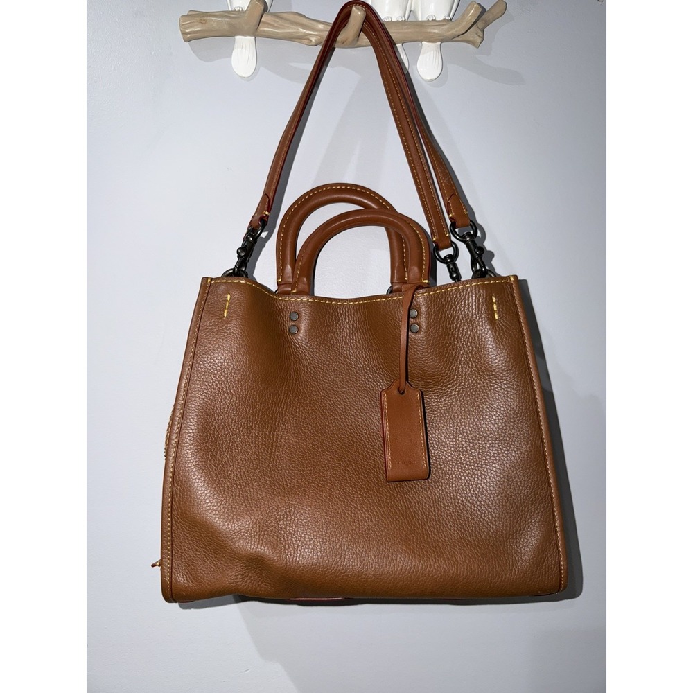 Coach 1941 Rogue 36 Bag with pebbled leather in Dark Saddle 20315 M